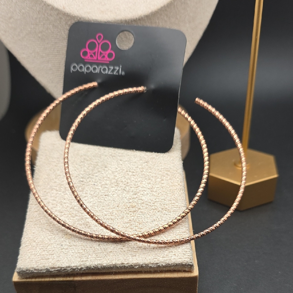 Paparazzi Copper-Toned Textured Hoops